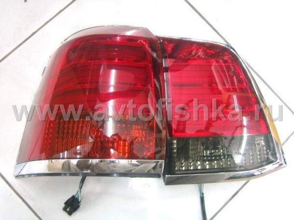Toyota Land Cruiser 200 (08-) фонари задние красно-тонированные с желтыми поворотниками, дизайн Lexus, комплект лев.+прав.