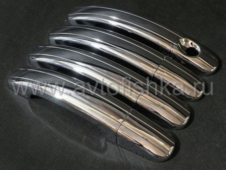 Ford Fiesta, Focus (05-08, 09-) седан, хэтчбек хромированные декоративные накладки на внешние ручки дверей, пластик, комплект 8 шт.