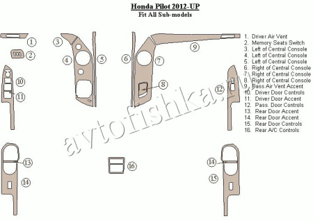 Декоративные накладки салона Honda Pilot 2012-н.в.