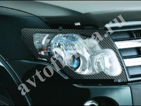 Защита передних фар карбон Mitsubishi Pajero 4 2007-