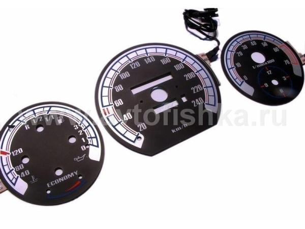 Mercedes W201 190 светящиеся шкалы приборов - накладки на циферблаты панели приборов, дизайн № 3