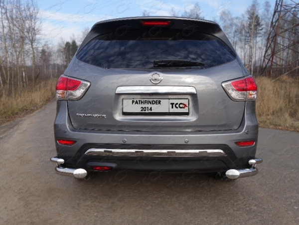 Nissan Pathfinder (14–) Защита задняя (уголки двойные) 76,1/42,4 мм