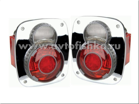 Jeep Wrangler (81-05) фонари задние светодиодные красно-хромированные, комплект 2 шт.
