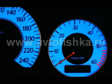 Mercedes W209 CLK после 2002 г. светящиеся шкалы приборов - накладки на циферблаты панели приборов, дизайн № 2