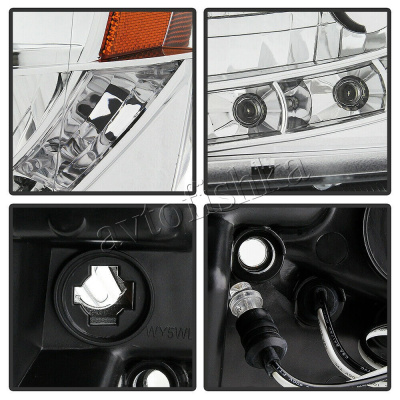 Chevrolet Tahoe (07-), Avalanche (07-) фары передние линзовые хромированные, со светящимися ободками и светодиодной подсветкой, комплект 2 шт.
