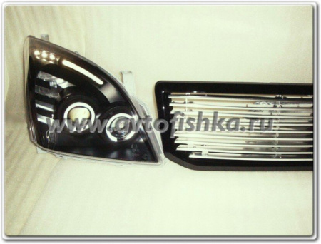 Toyota Land Cruiser Prado 120 (02-) решетка радиатора алюминиевая с черной рамкой.