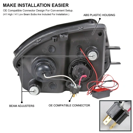 Mitsubishi Eclipse 2000-2005 фары линзовые черные с ангельскими глазками
