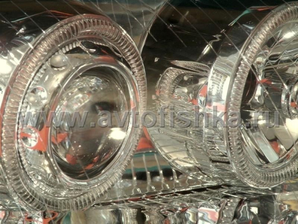 Audi A4 (01-04) фары передние линзовые хромированные, со светящимися ободками, под ксенон и корректор, комплект 2 шт.