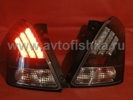 Suzuki Swift (04-) фонари задние светодиодные черно-хромированные, комплект 2 шт.