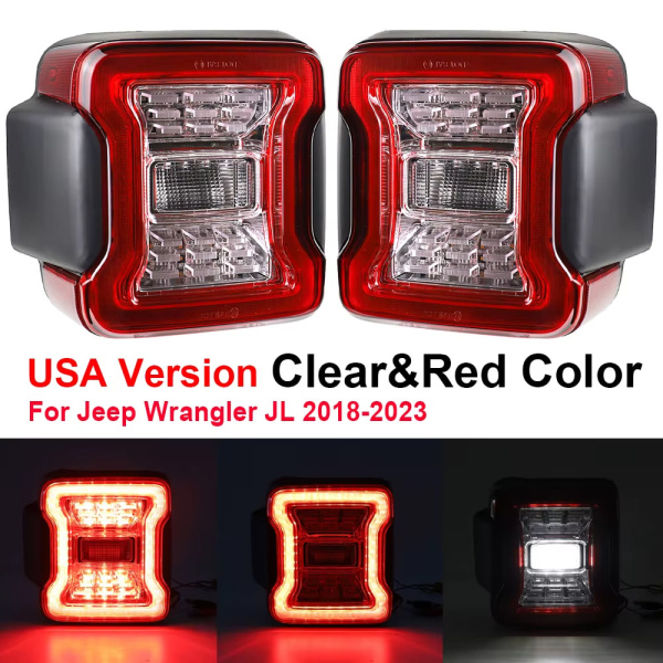Jeep Wrangler JL RUBICON (18-23) фонари задние светодиодные красно-прозрачные