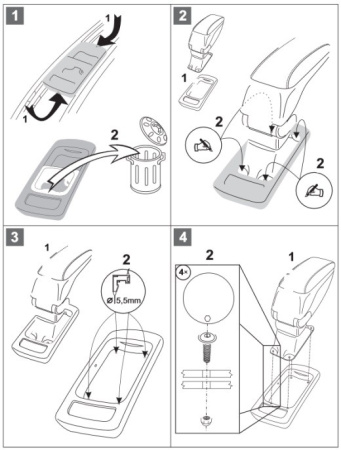 Opel Meriva (10–) Подлокотник в сборе (адаптер+бокс черн. 07917-M)