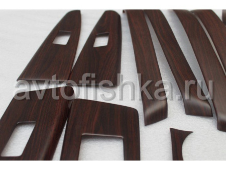 Toyota Highlander (2007-2012) отделка салона авто деревом накладки, темное матовое дерево, комплект 15 предметов.