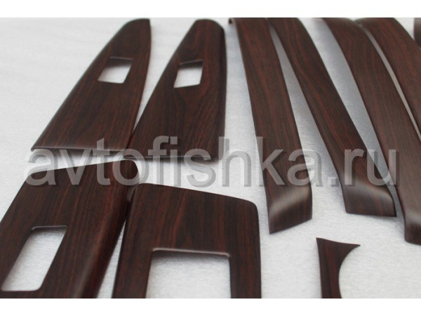 Toyota Highlander (2007-2012) отделка салона авто деревом накладки, темное матовое дерево, комплект 15 предметов.