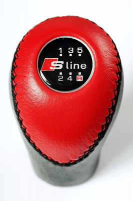 Ручка КПП 5 ступенчатая, красная, Audi S-Line A6 C5, A4 B5, RS4 B5 A8 D2