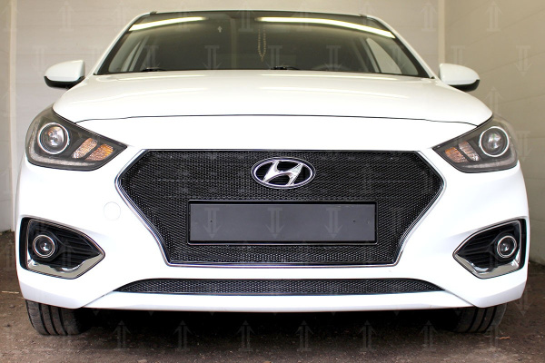 Hyundai Solaris (17–) Защита радиатора Premium, чёрная, низ