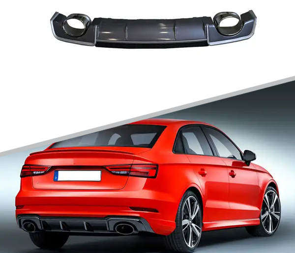 Диффузор RS3 черный с насадками для Audi A3 2013-2016