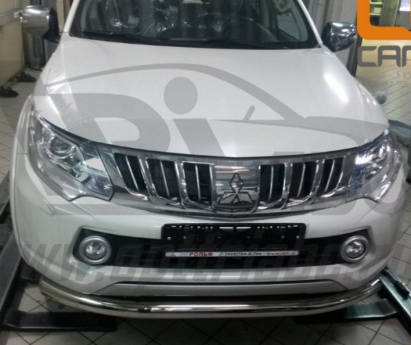 Mitsubishi L200 (15–) Защита переднего бампера одинарная d 76 мм, нерж.