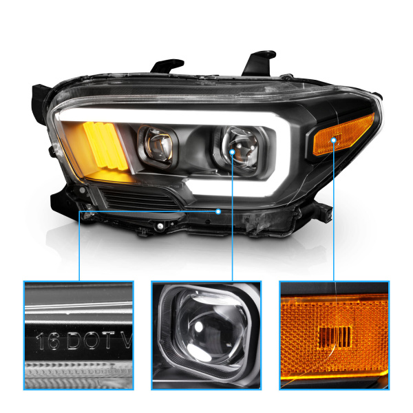 Toyota Tacoma (2016-2023) SR/SR5 передние фары чёрные с LED-трубкой