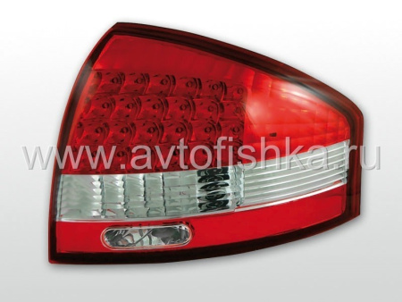 Audi A6 (97-04) задние светодиодные фонари красно-белые, комплект 2 шт.