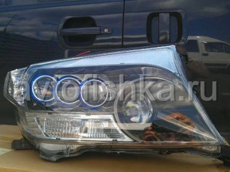 Toyota Land Cruiser 200 (2008-) фары передние линзовые тонированный хром, под корректор, дизайн LS600h, по заказу MidWest, комплект 2 шт.