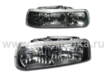 Chevrolet Tahoe, Suburban (99-06) фары передние черные, комплект 2 шт.