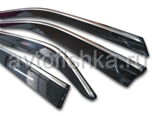 Toyota Camry V50 (2011-) дефлекторы окон с молдингом из нержавеющей стали, ветровики в стиле Оригинал, комплект 4 шт.