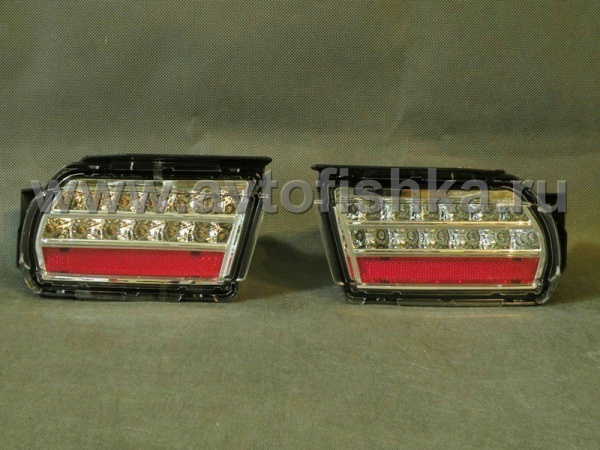 Toyota Land Cruiser Prado 150 (10-) фонари заднего бампера светодиодные хромированные, с красными рефлекторами, комплект 2 шт.