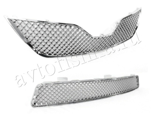 Toyota Camry V40 (09-11) решетка радиатора и переднего бампера хромированные, дизайн Bentley, комплект 2 шт.