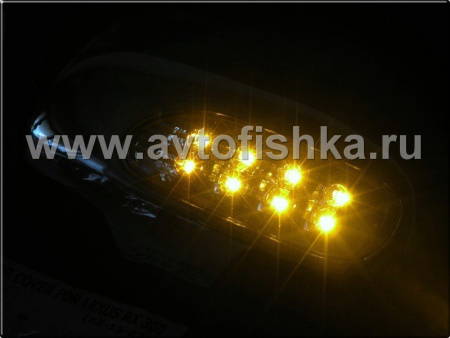 Lexus RX300, RX330 (03-08) накладки на боковые зеркала хромированные, со светодиодными поворотниками, комплект 2 шт.