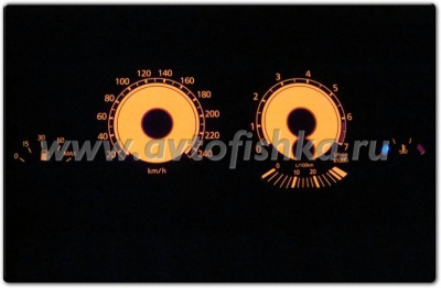 BMW 3 E46 циферблаты шкал комбинации приборов с подсветкой, 240 km/h.