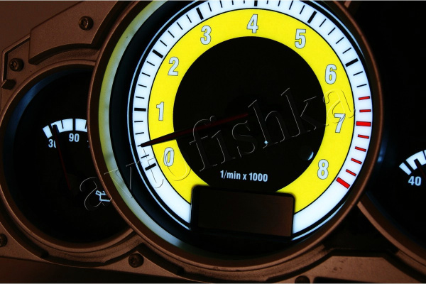 Porsche Cayenne 2002-2010 светодиодные шкалы (циферблаты) на панель приборов - дизайн 1