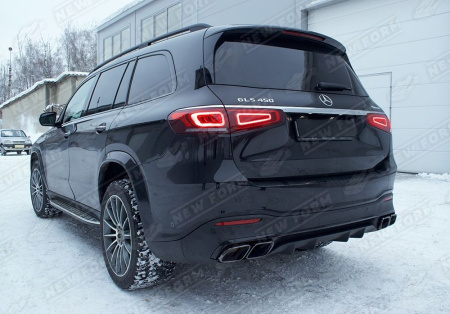 Mercedes-Benz GLS-Klasse X167 2019 - 2023 Диффузор заднего бампера с насадками на глушитель 6.3 AMG черный