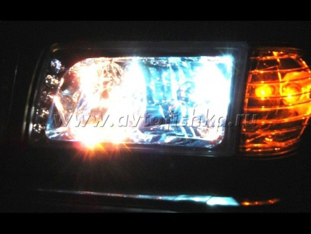 Mercedes S W126 (80-92) фары передние хромированные со светодиодными габаритными огнями, комплект 2 шт.