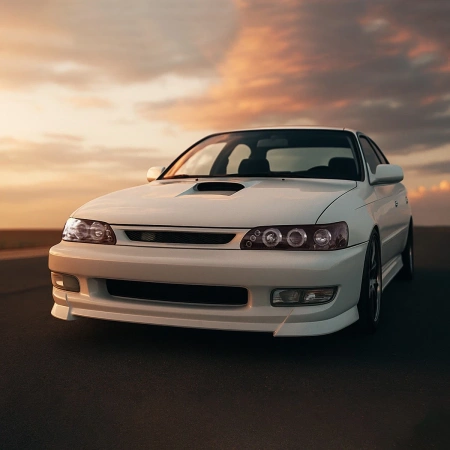 Toyota Corolla (92-97) AE100 фары передние линзовые черные со светящимися ободками