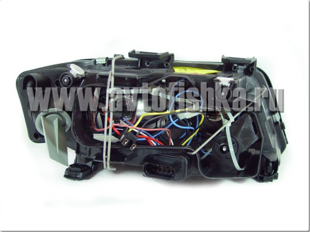 Audi A6 (99-01) фары передние линзовые хромированные, со светящимися ободками, под корректор, комплект 2 шт.