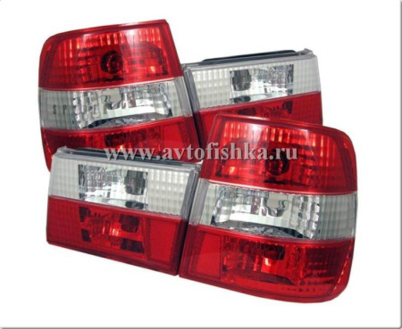 BMW 5 E34 (88-95) фонари задние прозрачные красно-белые, комплект лев.+прав.