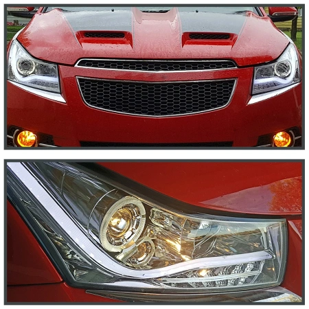 Chevrolet Cruze (2011-2016) фары передние хром линзованные диодной подсветкой в стиле Audi