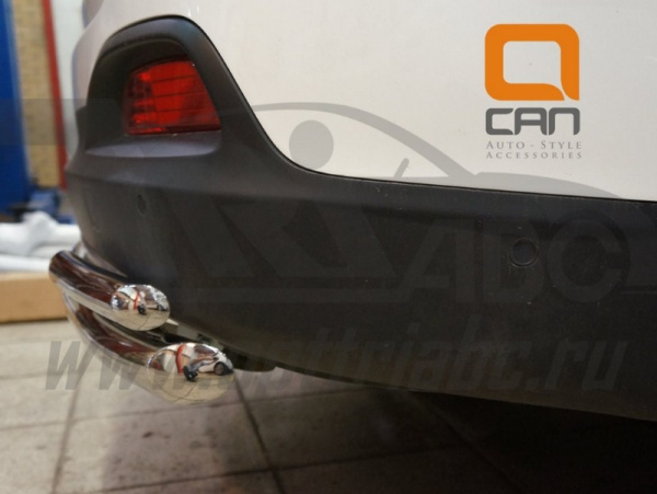 Kia Sorento (15–) Защита заднего бампера одинарная с уголками d 60/42 мм, нерж.