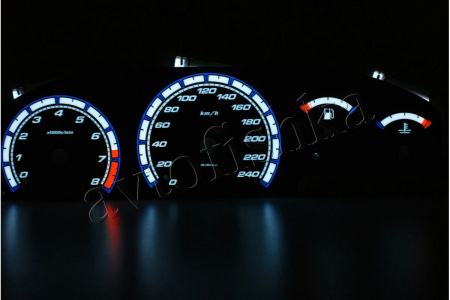 Nissan Primera P11 светодиодные шкалы (циферблаты) на панель приборов
