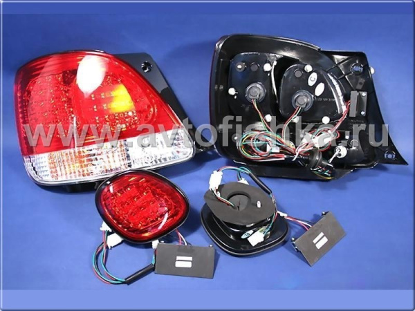 Lexus GS300, GS430 (97-04) фонари задние светодиодные красно-хромированные, комплект лев.+прав.