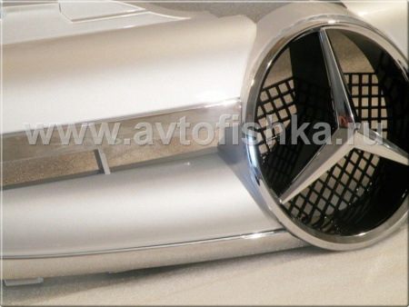 Mercedes SLK R170 (98-04) решетка радиатора 2 ламели, дизайн AMG, серебристая