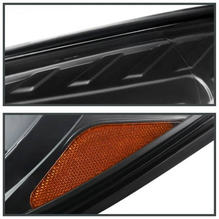 Ford Focus 3 (11-13) тюнинговые фары линзовые со светящейся полосой, черные