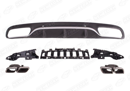 Mercedes-Benz C-Klasse W205 Coupe 2014 - 2018 Диффузор с насадками хром 6.3 AMG