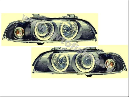 BMW 5 E39 (95-03) фары передние черные, со светящимися ободками, с мотором электрокорректора, комплект 2 шт.
