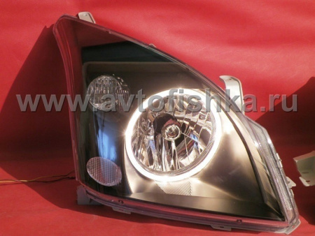 Toyota Land Cruiser Prado 120 (02-09) фары передние черные под корректор, со светящимися ободками, комплект 2 шт.