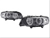 BMW X5 (98-03) передние фары линзовые черные, со светящимися ободками, под штатный ксенон, с моторами электрокорректора, комплект 2 шт.