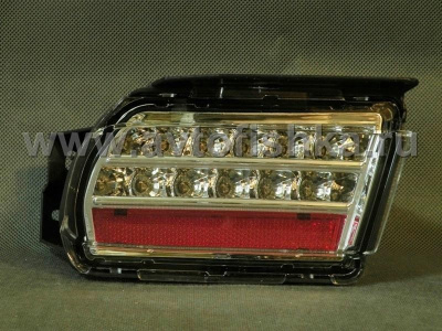 Toyota Land Cruiser Prado 150 (10-) фонари заднего бампера светодиодные хромированные, с красными рефлекторами, комплект 2 шт.