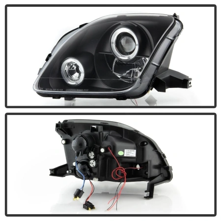 Honda Prelude (96-01) фары передние линзовые черные, со светящимися ободками, комплект 2 шт.