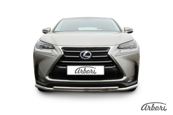 Защита переднего бампера Arbori d57+d42 двойная радиусная LEXUS NX 30H 2014-