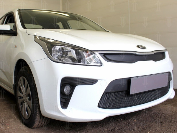Kia Rio (17–) Защита радиатора Premium, чёрная, низ